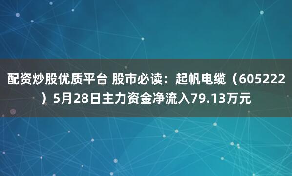配资炒股优质平台 股市必读：起帆电缆（605222）5月28日主力资金净流入79.13万元