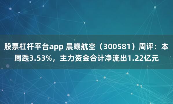股票杠杆平台app 晨曦航空（300581）周评：本周跌3.53%，主力资金合计净流出1.22亿元